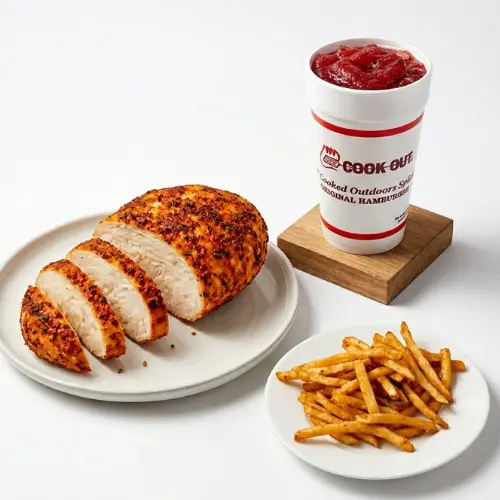 Cookout Chicken Menu 2026: Prices, Calories, Full Guide & Expert Recommendations 17 cookout memu - Cookout Cajun Style Chicken Breast + Cajun Fries + Cheerwine