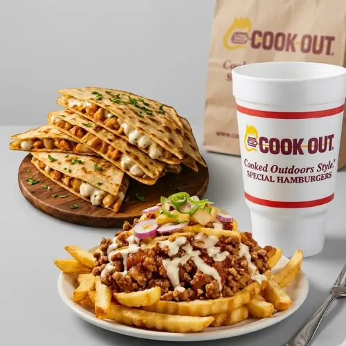 cookout memu - Cookout Chili Cheese Fries + Cheeseburger + Sweet Tea